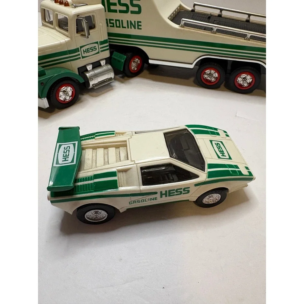 1991 Hess Toy Truck and Racer‎ Gasoline Semi Trailer with Working Lights Vintage